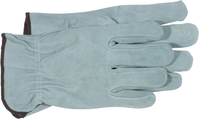Boss 4065J Gloves, Driver, XL, Keystone Thumb, Open, Shirred Elastic Back Cuff, Cowhide Leather, Gray