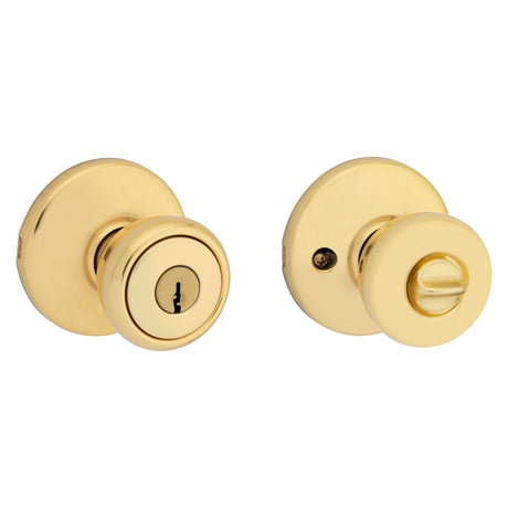 Kwikset 400T 3CP6K6 Entry Knob, Knob Handle, Polished Brass, K6 Keyway, 3 Grade