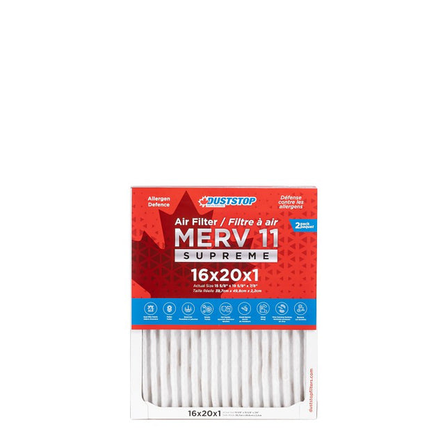 Duststop DP1620M11PR2 Air Filter, 20 in L, 16 in W, 11 MERV, Pack of 6