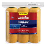 Wooster R740-9 Roller Cover, Gold/Yellow, 1/2 in Thick Nap, 9 in L, Fabric Cover, 3/PK