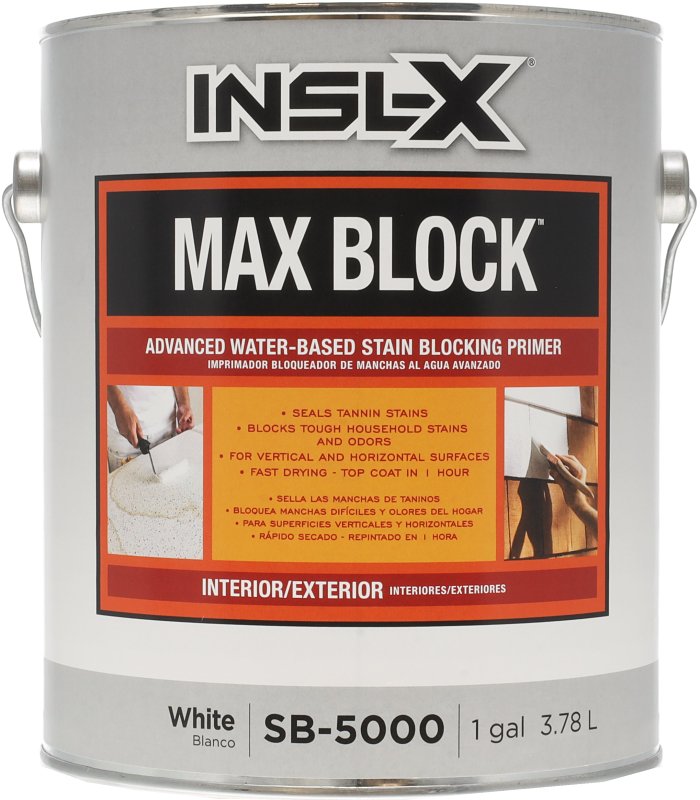 Insl-X Max Block SB5000099-01 Advanced Stain Blocking Primer, Gloss, White, 1 gal, Pack of 4