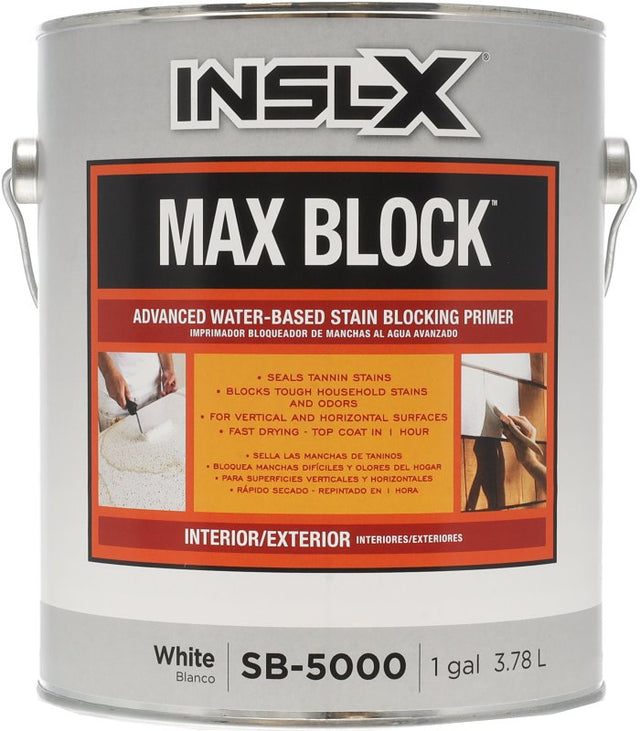 Insl-X Max Block SB5000099-01 Advanced Stain Blocking Primer, Gloss, White, 1 gal, Pack of 4