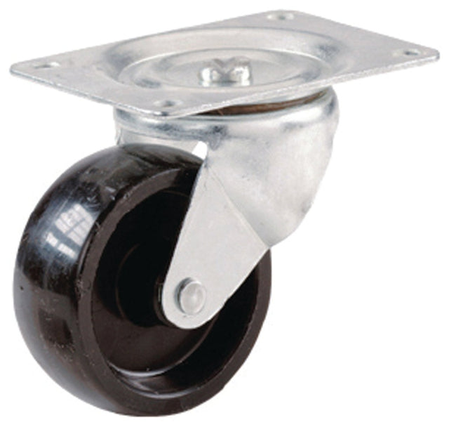 Shepherd Hardware 9394 Swivel Caster, 3 in Dia Wheel, 1-1/4 in W Wheel, Polypropylene Wheel, Black, 210 lb
