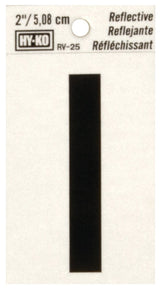 Hy-Ko RV-25 Series RV-25/I Self-Adhesive Reflective Letter, Character: I, 2 in H Character, Black Character, Vinyl, Pack of 10