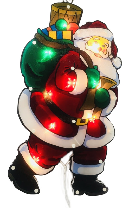 Hometown Holidays 36603 Double-Sided Santa, 3 A, 125 V, 20-Lamp, Diode Lamp, Clear Light, Black/Green/Red/White, Pack of 12