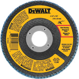 DEWALT DWA8207 Flap Disc, 4-1/2 in Dia, 7/8 in Arbor, Coated, 60 Grit, Medium, Zirconia Abrasive, Fiberglass Backing
