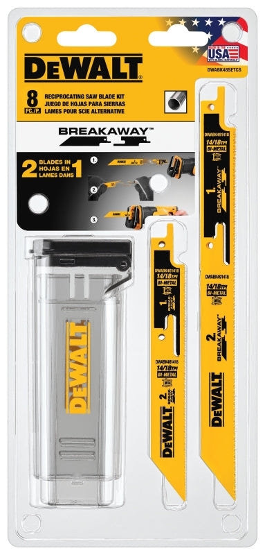 DEWALT BREAKAWAY Series DWABK48SETCS Reciprocating Saw Blade Set, 8-Piece, Bi-Metal