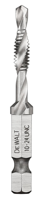 DEWALT IMPACT READY DWADTQTR1024 Tap and Drill Bit, 10 mm Dia, #10-24 Thread, UNC Thread, 3-Flute, Spiral Flute, HSS