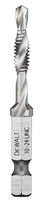 DEWALT IMPACT READY DWADTQTR1024 Tap and Drill Bit, 10 mm Dia, #10-24 Thread, UNC Thread, 3-Flute, Spiral Flute, HSS