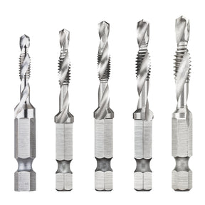 DEWALT IMPACT READY DWADTQTR5SET 5-Piece Drill Tap Set, UNC, UNF Thread, 2-Flute, Spiral Flute, HSS