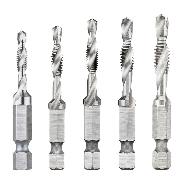 DEWALT IMPACT READY DWADTQTR5SET 5-Piece Drill Tap Set, UNC, UNF Thread, 2-Flute, Spiral Flute, HSS