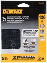 DEWALT XP DWAM4323 Mesh Sandpaper, 4-1/2 in W, 5-1/2 in L, 120 Grit, Fine, Silicone Carbide Abrasive