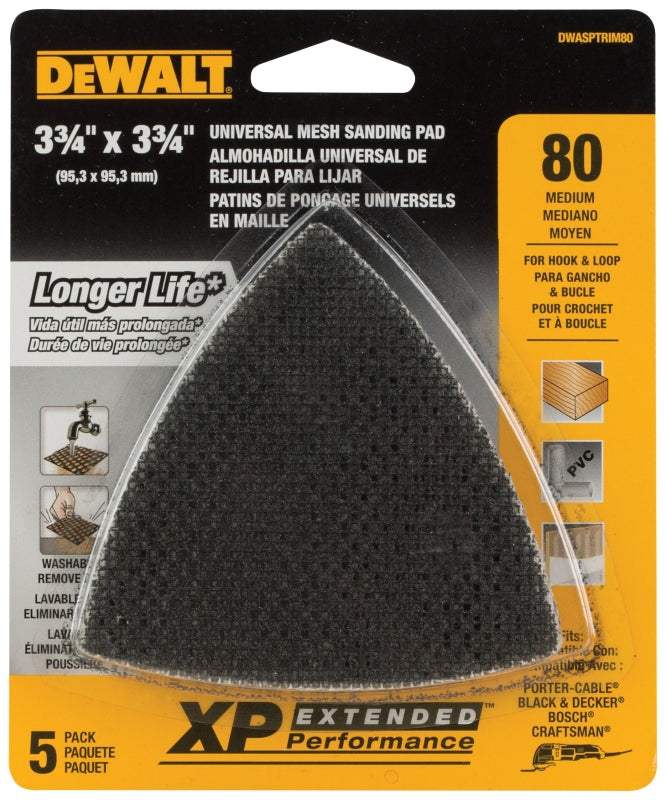 DEWALT XP DWASPTRIM80 Mesh Sandpaper, 80 Grit, Medium, Silicone Carbide Abrasive, 3-3/4 in L