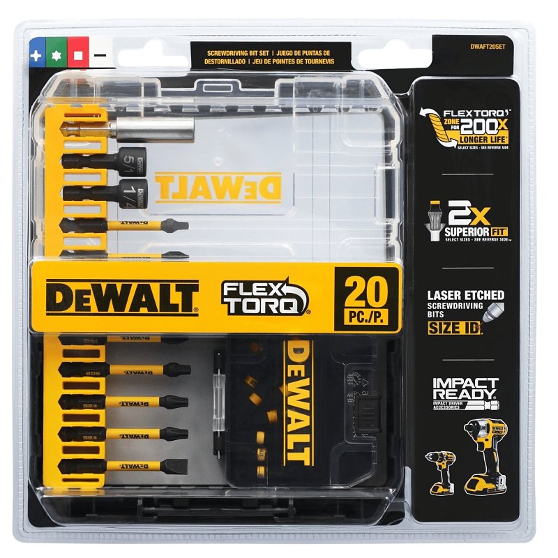 DEWALT DWAFT20SET Screwdriver Bit Set, 20-Piece, Steel