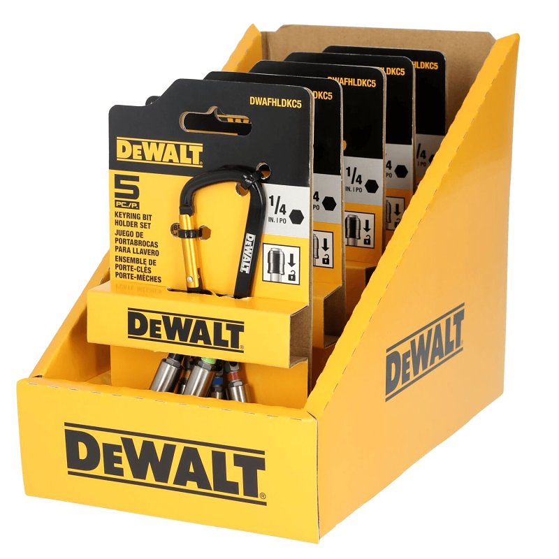 DEWALT DWAFHLDKC5 Keyring Bit Holder Set, 1/4 in Shank, Hex Shank, Metal
