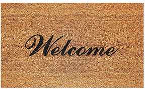 DeCoir 77FLFWL627 Non-Slip Doormat, 16 in L, 27 in W, Coir Surface, Black/Tan