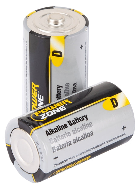 PowerZone LR20-2P-DB Battery, 1.5 V Battery, D Battery, Zinc, Manganese Dioxide, Potassium Hydroxide, Rechargeable: No, Pack of 8