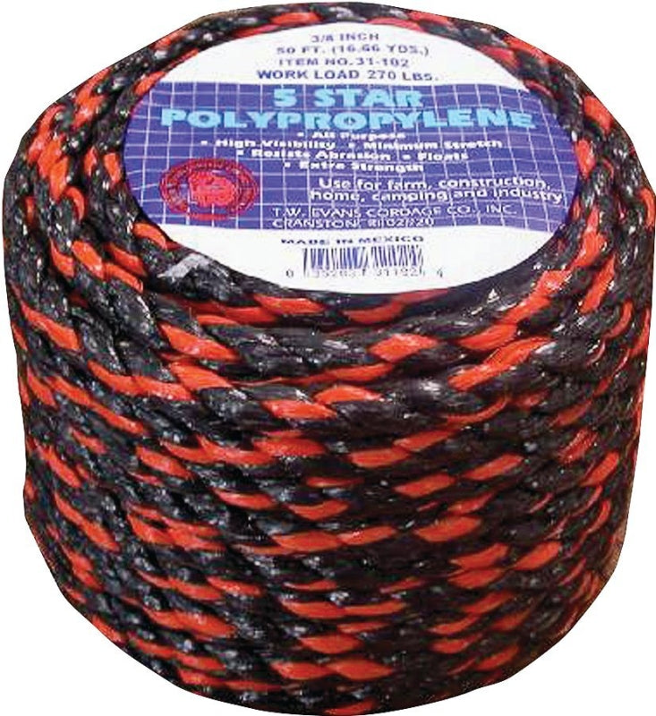T.W. Evans Cordage 31-122 Truck Rope, 3/8 in Dia, 100 ft L, 3/8 in, 270 lb Working Load, Polypropylene