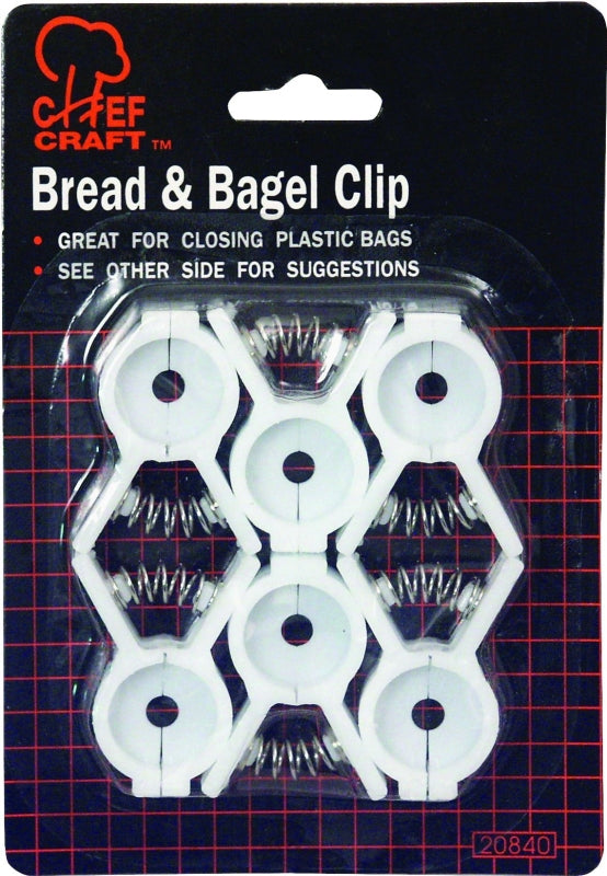 Chef Craft 20840 Bread and Bagel Clip Set, Plastic, White