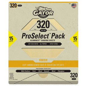 Gator 7284 Sanding Sheet, 11 in L, 9 in W, Very Fine, 320 Grit, Aluminum Oxide Abrasive