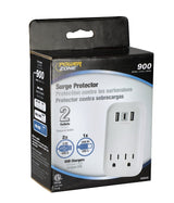 Powerzone ORSUC417 Surge Protector, 15 A, 125 V, 3-USB Port, 2-Outlet, White