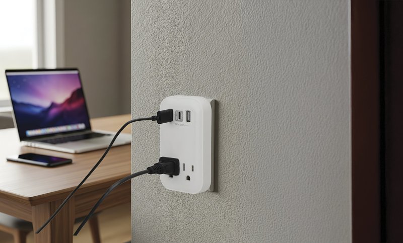 Powerzone ORSUC417 Surge Protector, 15 A, 125 V, 3-USB Port, 2-Outlet, White