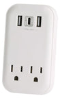Powerzone ORSUC417 Surge Protector, 15 A, 125 V, 3-USB Port, 2-Outlet, White
