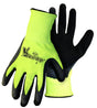 Boss Tactile Grip Series B31282-L3P Coated Gloves, L, Knit Wrist Cuff, Latex Coating, Polyester, Black/Hi-Viz Yellow
