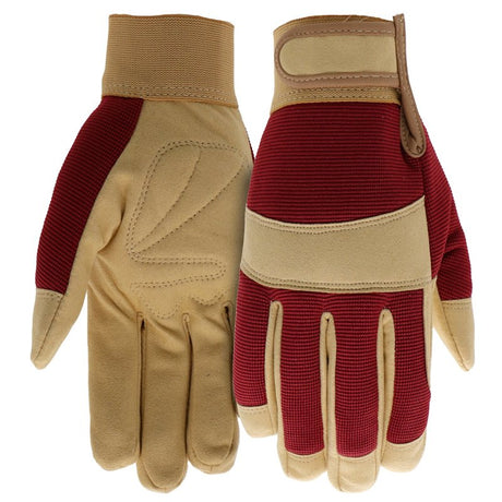 Boss B52041-WML Mechanics Utility Gloves, Women's, M/L, 7-1/8 to 8-3/8 in L, Reinforced Thumb, Hook and Loop Cuff