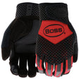 Boss Protect Ax Suede B52061-L High-Performance, Lightweight Work Gloves, Men's, L, 8 to 8-3/8 in L, Black/Red