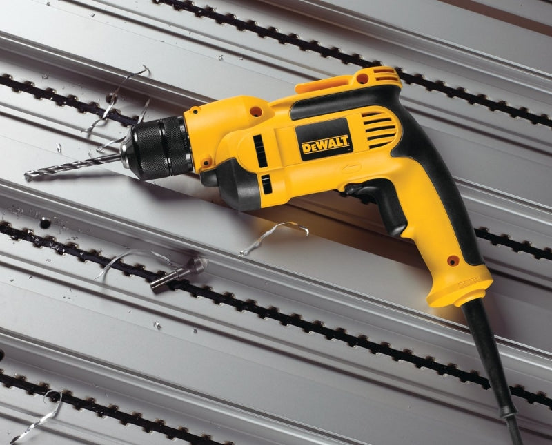 DEWALT VSR DWD112 Electric Drill, 8 A, 3/8 in Chuck, Keyless Chuck, Includes: (1) Soft Grip Handle and (1) Belt Hook