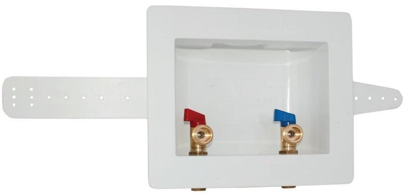 Eastman 60248 Washing Machine Outlet Box, 1/2 in Sweat Connection, 3/4 in MHT Outlet, Brass, White