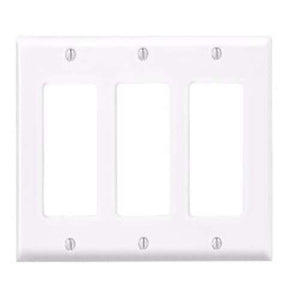 Leviton Antimicrobial Powder Coated White 3 gang Thermoset Plastic Decorator Wall Plate 1 pk
