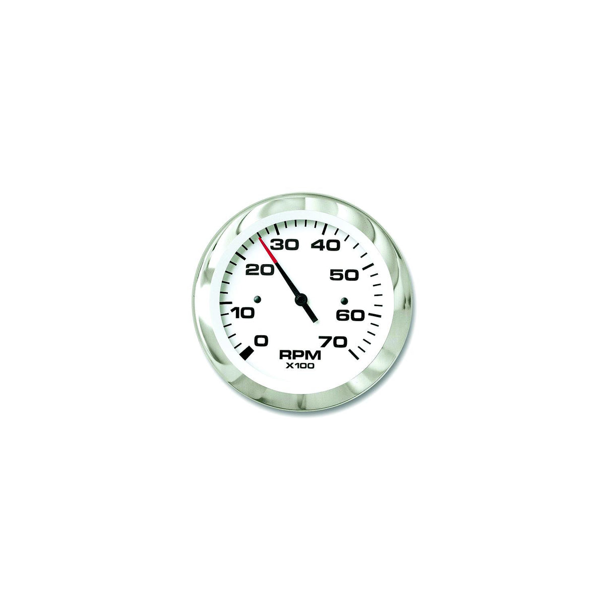 Sierra 65693P Lido Series 3″ White & Stainless Steel Electric Outboard & 4 Stroke Gas Engine 0-7,000 RPM Dial Range Tachometer Gauge with Outboard Alternator or Coil Sender Code