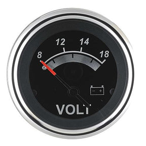 Sierra 67019P Black Sterling Series 2″ Stainless Steel 8-18 VDC Dial Range Voltmeter Gauge