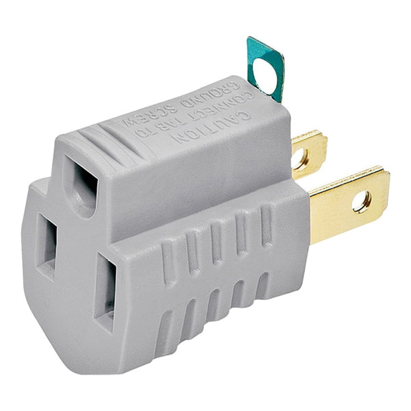 Eaton 419W Outlet Adapter with Grounding Lug, 2 -Pole, 15 A, 125 V, 1 -Outlet, NEMA: NEMA 1-15R, White