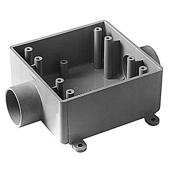 Carlon E9812DR Switch Box, 2-Gang, 2-Outlet, PVC, Gray