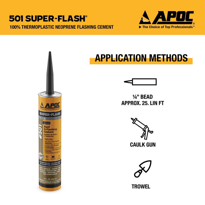 APOC Gloss Black Elastomeric Flashing Cement 10 oz, Pack of 12