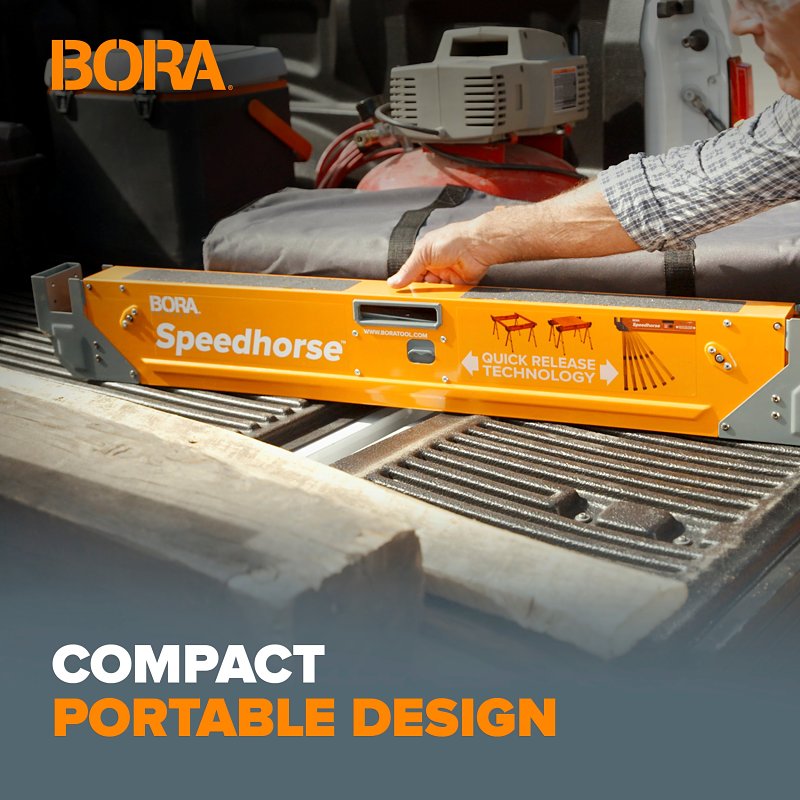 Bora Portamate Speedhorse PM-4550 Adjustable Sawhorse, 1500 lb, 30 to 36 in H, Steel, Orange