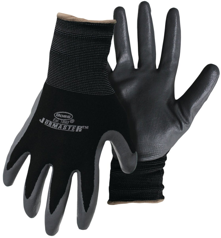 Boss Grip Series B31191-XL Coated Gloves, XL, Knit Wrist Cuff, Nitrile Coating, Nylon, Black
