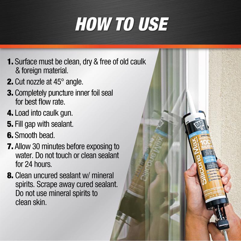 DAP Silicone Max Black Silicone All Purpose Sealant 10.1 oz, Pack of 12