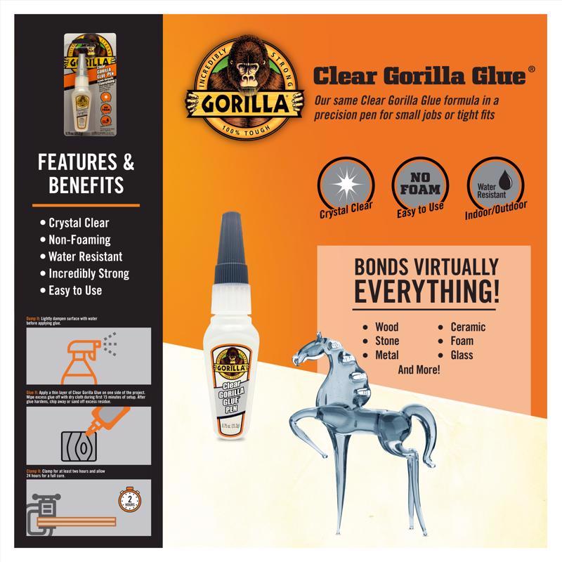 Gorilla Extra Strength Clear Glue Pen 0.75 oz, Pack of 6