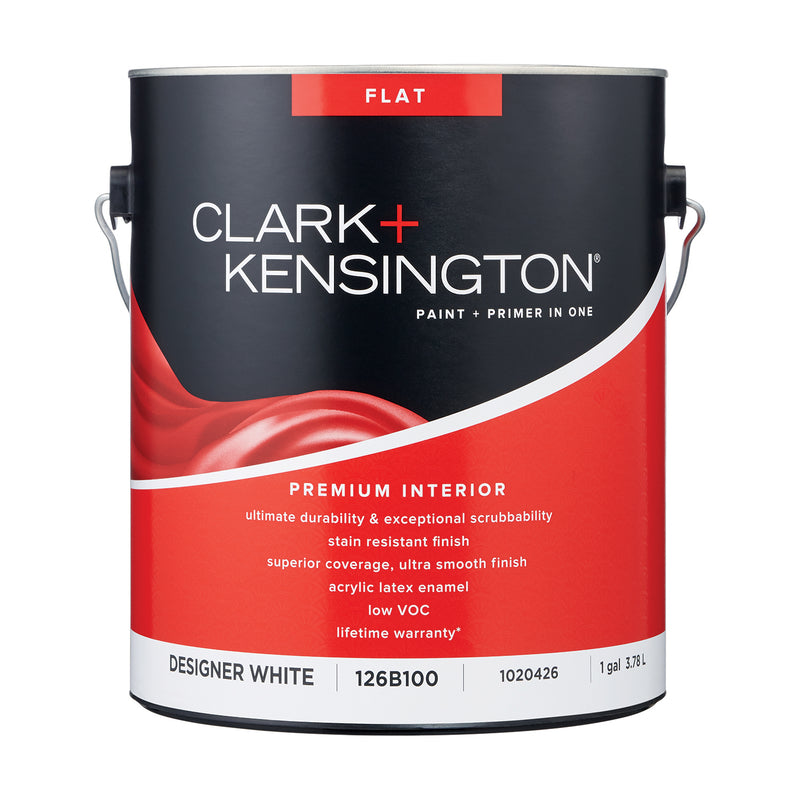Clark+Kensington Flat Designer White Paint + Primer Interior 1 gal, Pack of 4