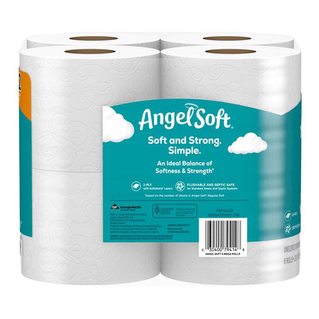 Angel Soft Toilet Paper 8 Rolls 320 sheet 270.2 sq ft, Pack of 8