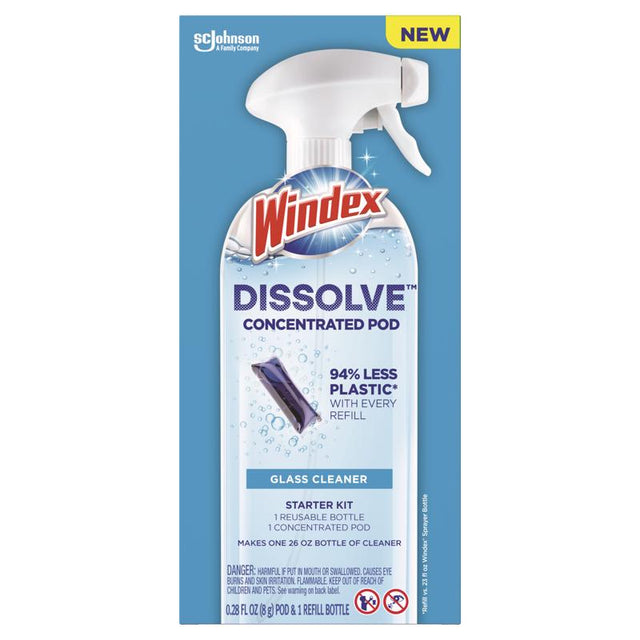 Windex Dissolve 00398 Concentrated Cleaner Starter Kit, Dissolve Pod, Solvent-Like, Blue, Pack of 4