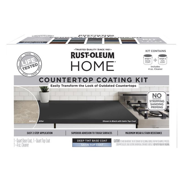 Rust-Oleum HOME Satin Deep Tint Base Acrylic Countertop Paint Kit 1 qt, Pack of 2