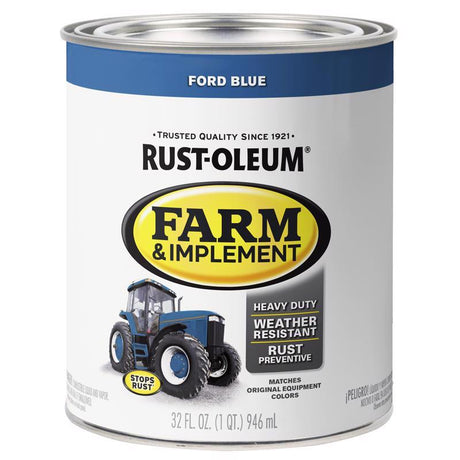 Rust-Oleum Indoor and Outdoor Gloss Ford Blue Oil-Based Oil Modified Alkyd Farm & Implement 1 qt, Pack of 2