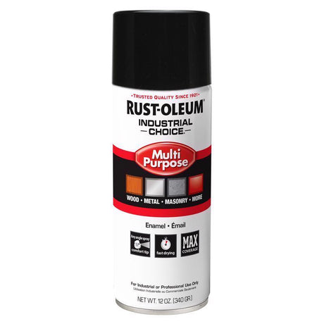 Rust-Oleum Industrial Choice Gloss Black Enamel Spray Paint 12 oz, Pack of 6