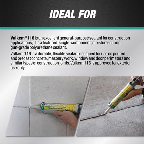 Vulkem 116 Gray Polyurethane Window and Door Caulk Sealant 10.1 fl. oz., Pack of 12