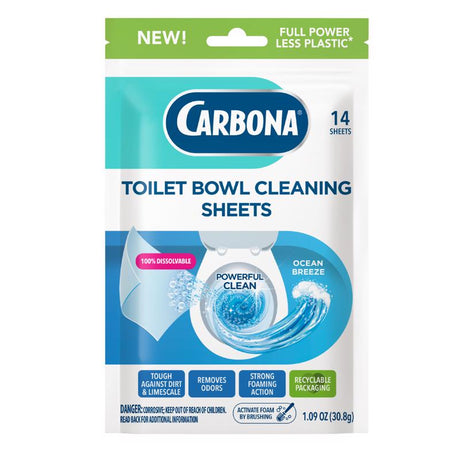 Carbona Ocean Breeze Scent Toilet Bowl Cleaner 1.09 oz Wipes